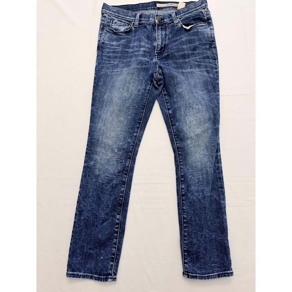 DKNY Jeans Straight‎ Jeans Womens 6 Blue Med Wash Mid Rise Distressed 31x31.5